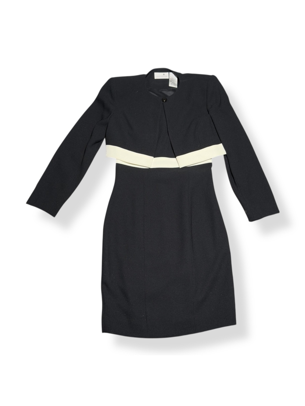 Vintage Liz Claiborne Black and White Dress and Cropped Jacket Set 2P